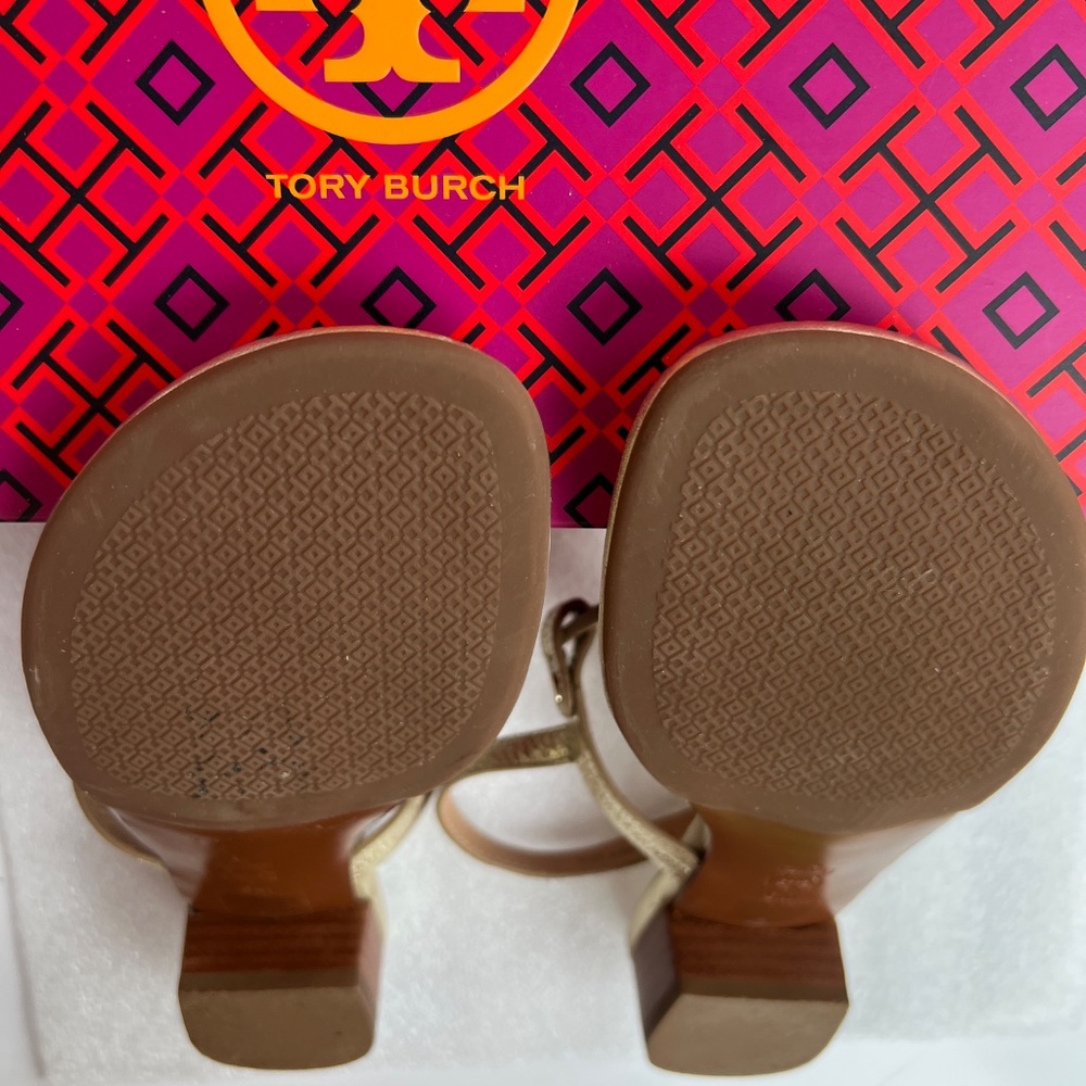 Tory Burch Miller 30MM Slingback Heel Sandal Leather Spark Gold Size 6 - Picture 13 of 16